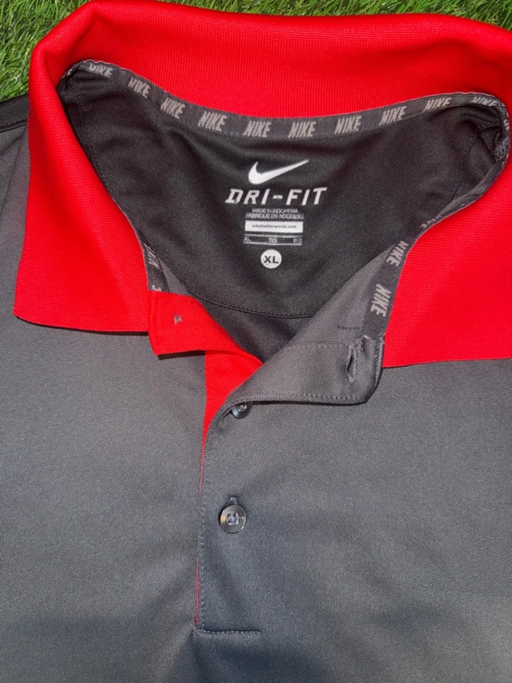 Nike Men's Polo Shirt in Gray and Red